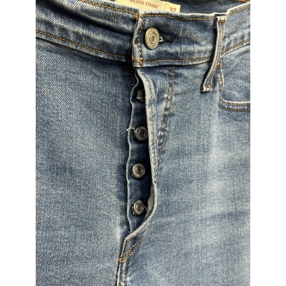 Levis Wedgie Straight Jeans Womens 32 Blue Button-Fly High-Rise Cotton 33x28 - Picture 4 of 11